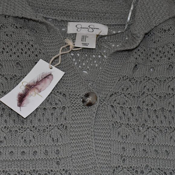 Jessica Simpson Short Sleeve Button Down Cropped Cardigan Sweater Top Size S - Picture 6 of 8